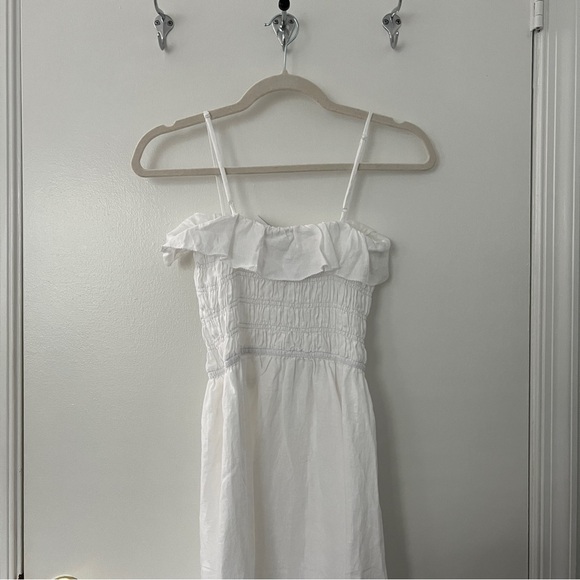 white dress for women linen Verlaine White Linen Blend Maxi Dress